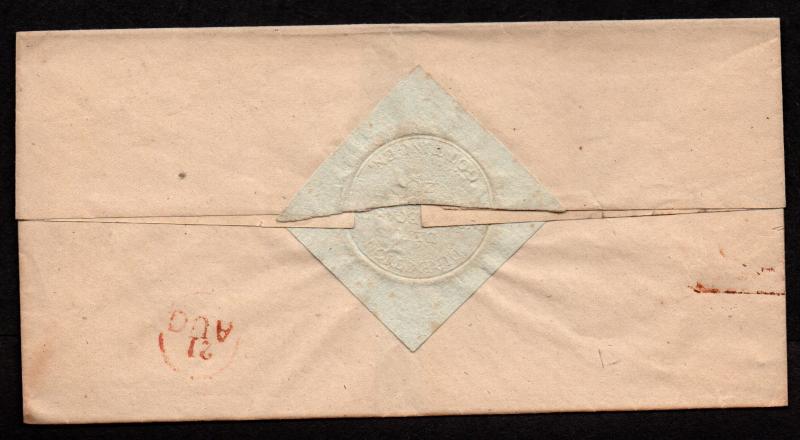 $German Stampless Cover, Gottingen-Hannover (~1839) red arrival date