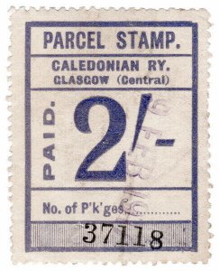 (I.B) Caledonian Railway : Parcel Stamp 2/- (Glasgow Central)