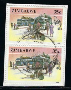 ZIMBABWE 627 PAIR ON PIECE VFU Y210