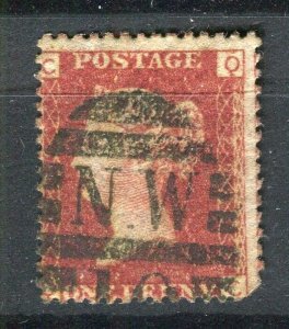 BRITAIN; 1850s early classic QV Penny Red issue fine used POSTMARK value