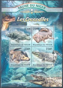 NIGER 2013 FAUNA OF AFRICA  CROCODILES SHEET MINT NH