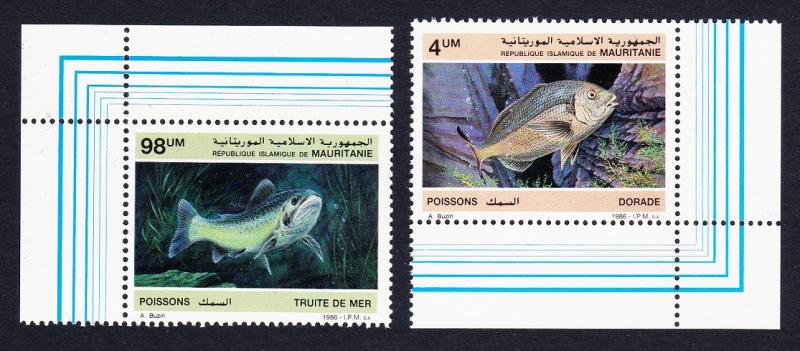 Mauritania Fish 2v Corner with margins SG#874=877 SC#614=617