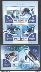 2015 Solomon Islands Killer Whales Marine Life Fauna #3327-31 1+1 ** Ls466