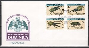 Dominica, Scott cat. 1647-1650. W.W.F.-Beetles on a First Day Cover.