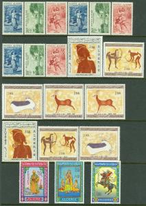 ALGERIA : 1957-66. 3 different Complete sets in qtys of 1-3 of each. Cat $152.