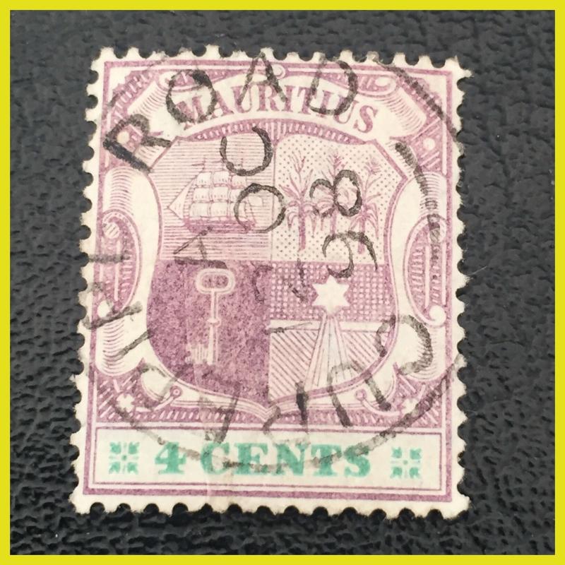 MAURITIUS 1895-99 4 Cents Dull Purple & Emerald Fine Used Fab 1898 Post Mark