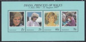 Bahamas # 902, Diana, Princess of Wales, Souvenir Sheet, NH 1/2 Cat..