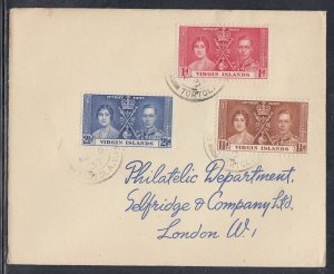 Virgin Islands Scott 73-5 FDC - 1937 Coronation Issue