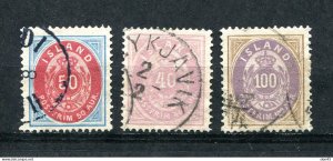 Iceland 1882-98 Sc 18-20 Signed (50 o) Used CV $290 14933