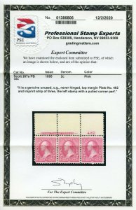 #267a PL# Imprint Strip Of 3 Mint-VF-OG-NH W/ PSE CERT SCV $200 (2/13 GP)