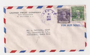 El Salvador: Interesting United Fruit Company cover to COSTA RICA CIA? 1950