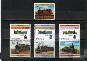 PARAGUAY 1984 Sc#2124-2125 BRITISH LOCOMOTIVES SET OF 7 STAMPS MNH 