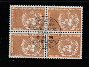 Switzerland  Scott#  8O12  Used Block of 4  (1973 WMO Emblem)