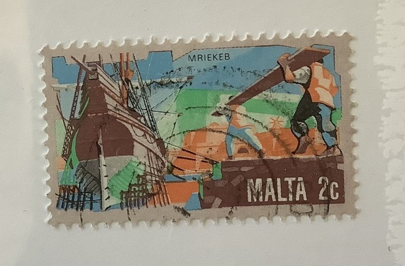 Malta 1981 Scott 594 used - 2c,  ship building