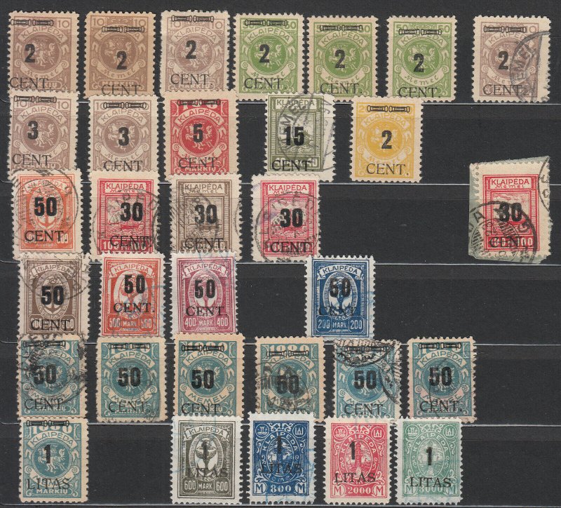 Memel - 1923 Klaipeda surcharged stamp lot (thick figures) - MH (7539)