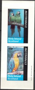 {E192} Eynhallow Scotland Birds (16) Parrots Sh.2 Imperf. MNH Cinderella !!