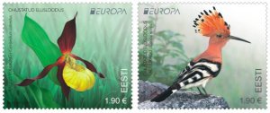 Estonia 2021 Europa CEPT Endangered species Orchid Hoopoe set of 2 stamps MNH