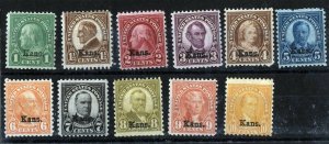 US Sc 658-668 Kans. Overprint Hinged/HR Original Gum Complete Set