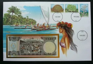 Fiji Corals 1990 Reef Beach Island Ocean Life Marine FDC (banknote cover) *rare