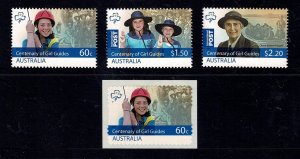 Australia 2010 Girl Guides Centenary  Set of 3 + Self-adhesive MNH