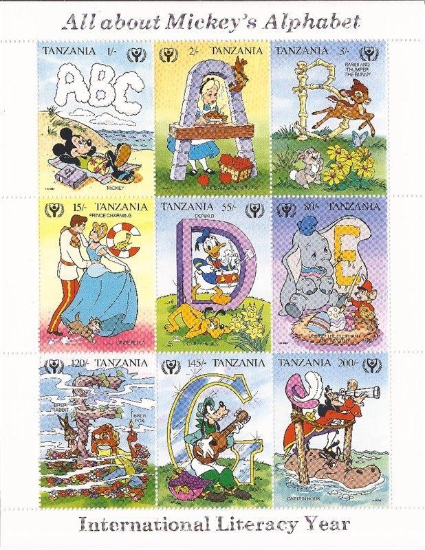 Tanzania - 1990 Mickey’s Alphabet - 9 Stamp Sheet - 20E-075