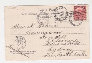 CHILE, 1904 ppc. Santiago, Plaza & Statue, 5c. TOCOPILLA to Australia