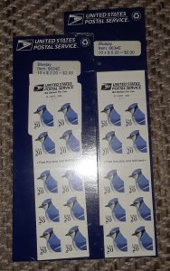 TWO (2) Booklets of 10 = 20 of BLUE JAY Bird 20¢ US Postage Stamps USA Sc # 2483