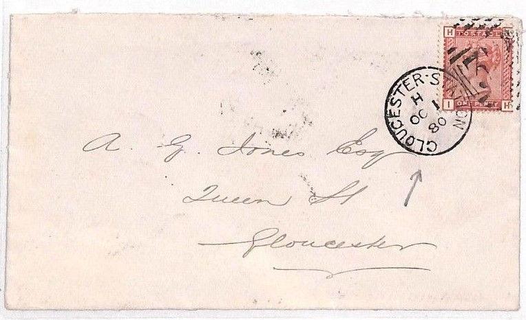 Z46 GB RAILWAY *Gloucester Station* Duplex Penny Venetian Red 1880 Cover SG.166