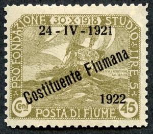 Fiume Sc # 165.  MH.  2017 SCV $13.00