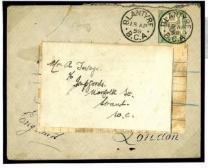 W43c 1898 NYASALAND B.C.A. Blantyre FORWARDING AGENT London