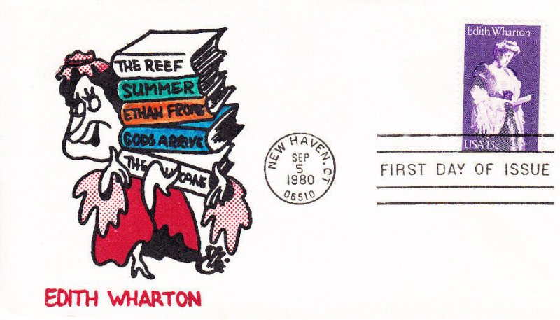 Ellis First Day Cover #1832 Edith Wharton Literature Novel 1980