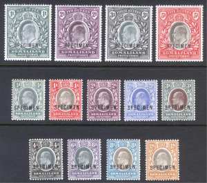 Somaliland 1904 1/2a-5r EVII SPECIMEN Scott 27s-39s SG 32s-44s MVLH Cat $294+