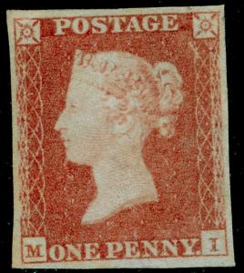 SG8, 1d red-brown PLATE 66, UNUSED. Cat £600. 4 MARGINS. MI