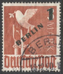 BERLIN GERMANY 1949 Sc 9N67 1 Mk / 3 Mk, Used F-VF - Dove / Bird