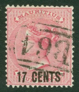 Sg Z41 Seychelles. Used Mauritius in Seychelles. 17c on 4d pink very fine-