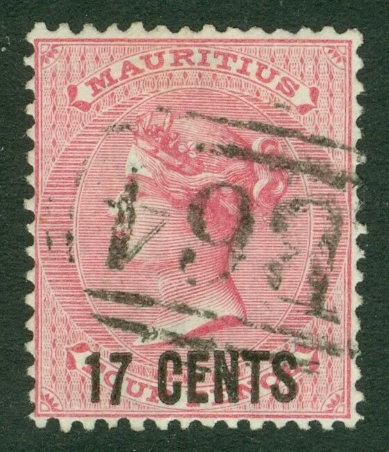 SG Z41 seychelles. Mauritius used in seychelles. 17c on 4d rose. Very fine