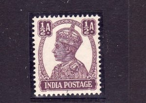 India-Sc #169-unused,hinged-1/2a rose vio-KGVI-1942-