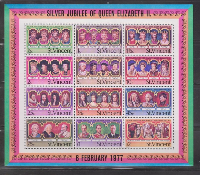 ST VINCENT Scott # 494a MNH - QE II Silver Jubilee - Past Kings & Queens S/S