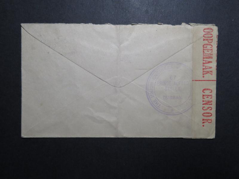 South Africa 1942 Censor Cover to USA / Sea Mail - Z12044