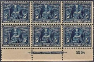 US 330 Early Commemoratives F - VF LH Plate Block Looks NH but very LH cv $3,000