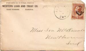 United States South Dakota East Pierre, Dak. c1885 target  1884-1905  2c Wash...