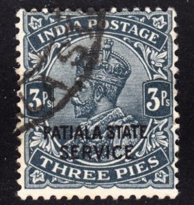 India Patiala Scott O40 wtmk 196 F+ used. Lot #B.  FREE...