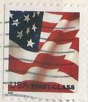 US 3635 (used on paper) 37¢ flag (bklt, small 2002, micro USPS)