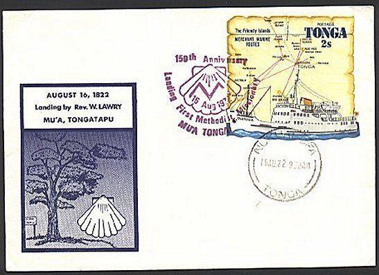 TONGA 1972 commem cover and cancel Landing of 1st Methodist Missionary.....93879