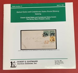 U.S. & Confederate States Postal History, R.G. Kaufmann, Sale 72, April 6, 1991