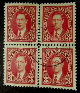 Canada #233 BLOCK OF 4 CDS Cancel Ottawa, ON {ebhs129}