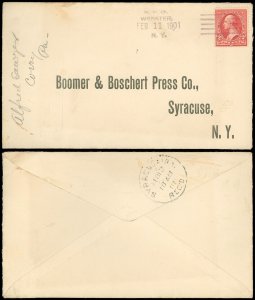 FEB 11 1901 WEBSTER N.Y. R.F.D. Rural Free Delivery RICHOW Type 1, RT 1 Cancel