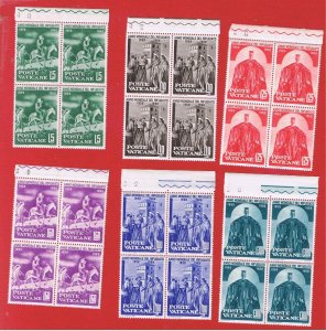 Vatican City #275-280  MNH OG  blocks of 4  WRY     Free S/H