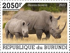 Burundi - 2022 Black Rhinoceros - Stamp - BUR2201014a