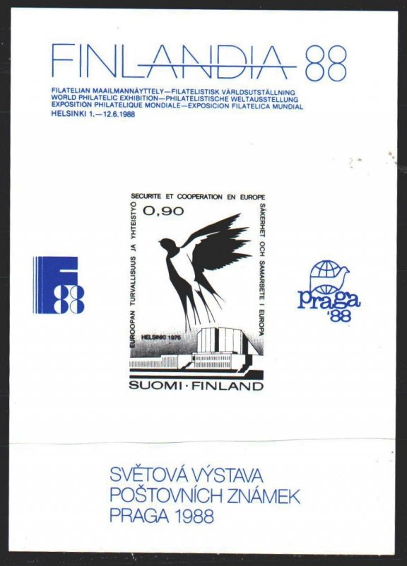 Finland. 1988. souvenir leaf. Philatelic exhibition in Finland. MNH.